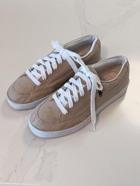 POLO Womens Sneakers Tan / Khaki Canvas with Blue Logo Size 8B